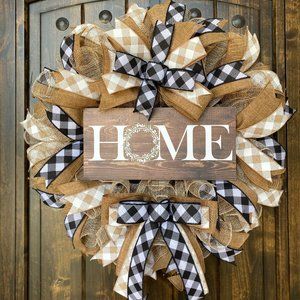 Everyday Wreath, Farmhouse Wreath, Buffalo Plaid Wreath